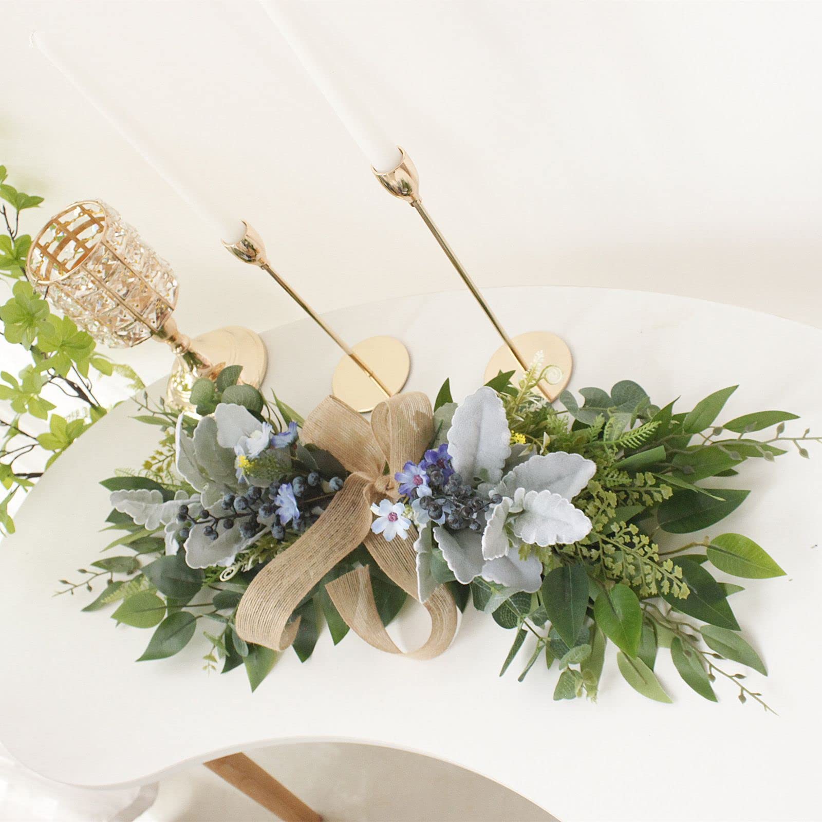 Amazon｜MISNODE 25.6インチ フローラルスワッグ 人工ユーカリの葉